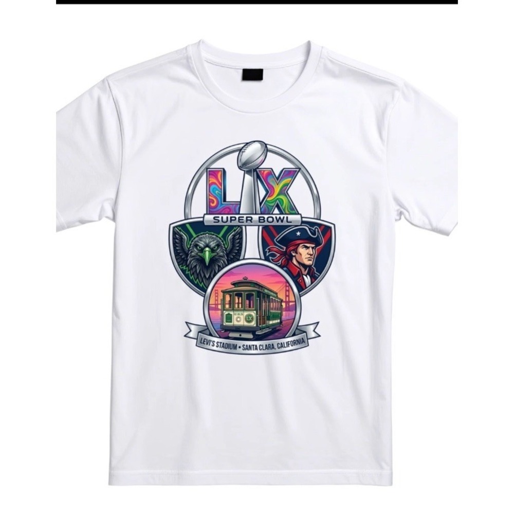 Super Bowl LX Patriots Seahawks‎ Levi's Stadium T Shirt Unisex Adult XL